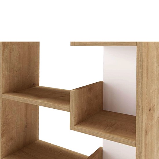 Βιβλιοθήκη Oppa  χρώμα φυσικό οξιάς/λευκό 60x22x162εκ.