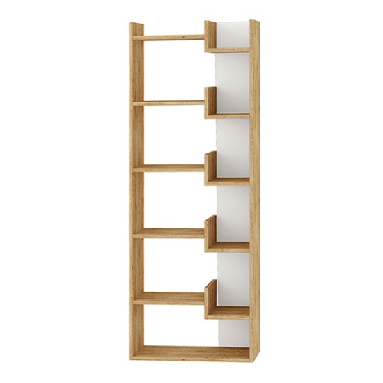 Βιβλιοθήκη Oppa  χρώμα φυσικό οξιάς/λευκό 60x22x162εκ.