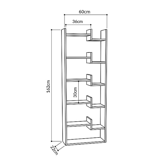 Βιβλιοθήκη Oppa  χρώμα φυσικό οξιάς/λευκό 60x22x162εκ.
