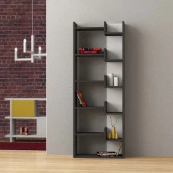 Βιβλιοθήκη Oppa  χρώμα ανθρακί - λευκό 60x22x162εκ.