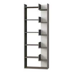 Βιβλιοθήκη Oppa  χρώμα ανθρακί - λευκό 60x22x162εκ.