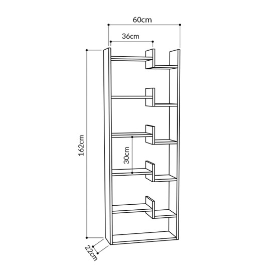 Βιβλιοθήκη μελαμίνης Oppa  χρώμα λευκό 60x22x162εκ.