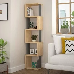 Βιβλιοθήκη Piri  χρώμα sapphire oak/ανθρακί 35x30x161εκ.