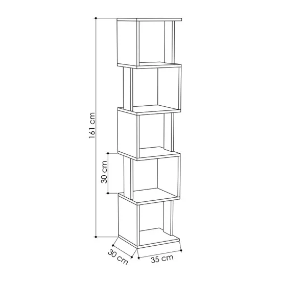 Βιβλιοθήκη Piri  χρώμα ανοιχτή μόκα - ανθρακί 35x30x161εκ.