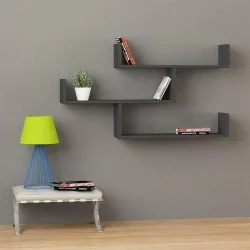 Ραφιέρα τοίχου Tibet  χρώμα ανθρακί 119x22x66εκ.