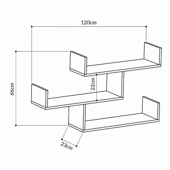 Ραφιέρα τοίχου Tibet  χρώμα ανθρακί 119x22x66εκ.