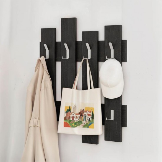 Κρεμάστρα τοίχου Wave  χρώμα black wood 64x4x81εκ.