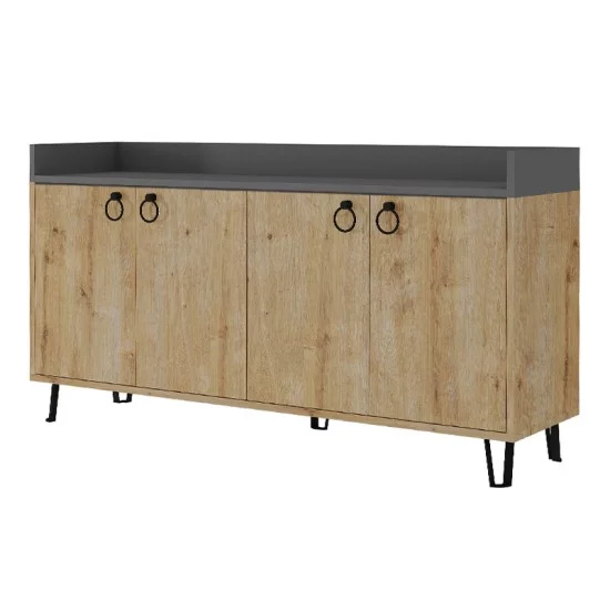 Μπουφές Dea χρώμα φυσικό οξιάς - ανθρακί 140x36x80εκ. Μπουφές Dea χρώμα φυσικό οξιάς - ανθρακί 140x36x80εκ.