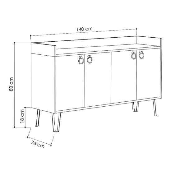 Μπουφές Dea  χρώμα φυσικό οξιάς - ανθρακί 140x36x80εκ. Μπουφές Dea  χρώμα φυσικό οξιάς - ανθρακί 140x36x80εκ.