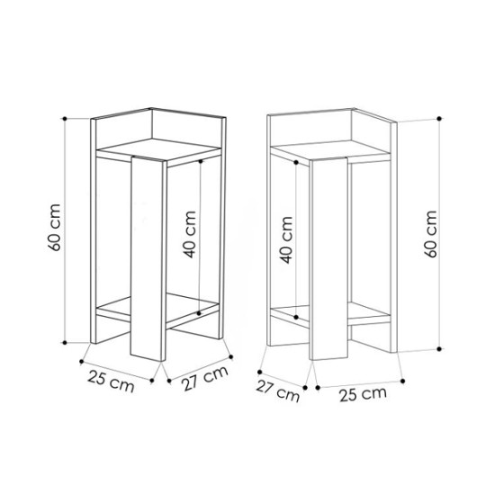 Κομοδίνο Elos  σετ 2 τεμαχίων χρώμα sapphire oak 25x27x60εκ.
