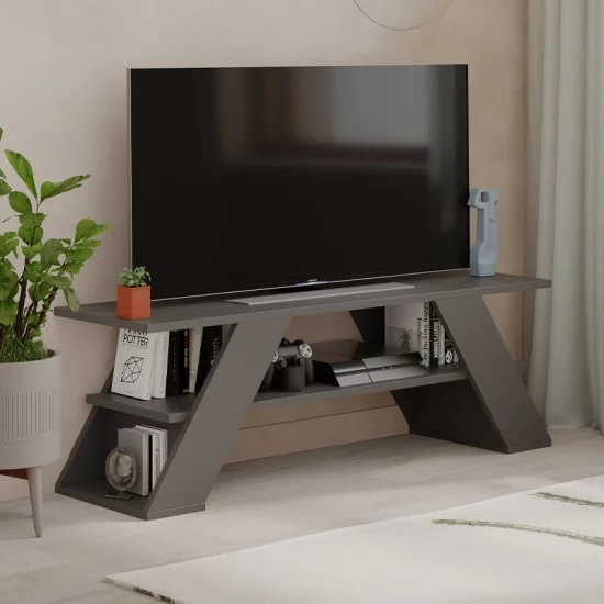 Έπιπλο τηλεόρασης Farfalla χρώμα ανθρακί 120x33,5x40εκ. Έπιπλο τηλεόρασης Farfalla χρώμα ανθρακί 120x33,5x40εκ.