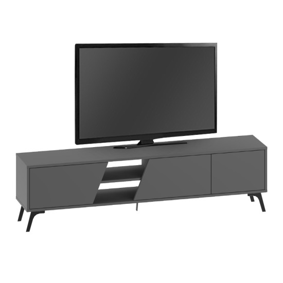 Έπιπλο τηλεόρασης Fiona  χρώμα ανθρακί 180x35,6x48εκ.