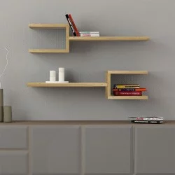 Ραφιέρα τοίχου Fork  2 τεμαχίων χρώμα sapphire oak 75x19,5x18εκ.