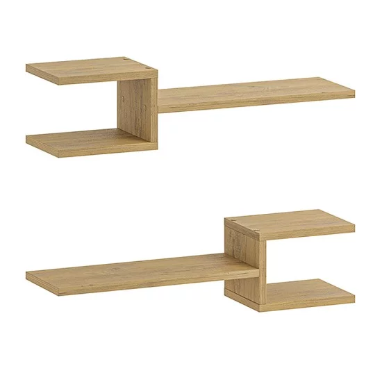 Ραφιέρα τοίχου Fork  2 τεμαχίων χρώμα sapphire oak 75x19,5x18εκ.