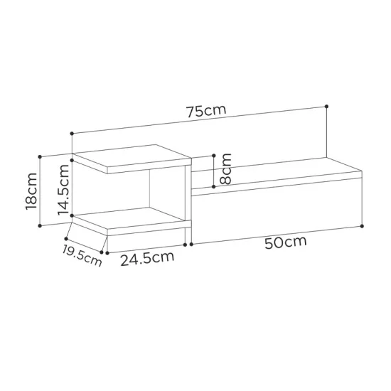 Ραφιέρα τοίχου Fork  2 τεμαχίων χρώμα sapphire oak 75x19,5x18εκ.