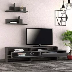 Έπιπλο τηλεόρασης Gara  χρώμα ανθρακί 180x29,8x42εκ.