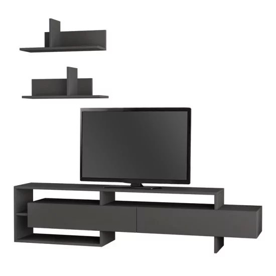 Έπιπλο τηλεόρασης Gara  χρώμα ανθρακί 180x29,8x42εκ.