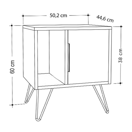 Κομοδίνο μελαμίνης Glynn  χρώμα φυσικό οξιάς 50,2x44,6x60εκ.