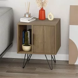 Κομοδίνο Glynn  χρώμα ανοιχτό καρυδί 50,2x44,6x60εκ.