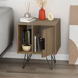 Κομοδίνο Glynn  χρώμα ανοιχτό καρυδί 50,2x44,6x60εκ.