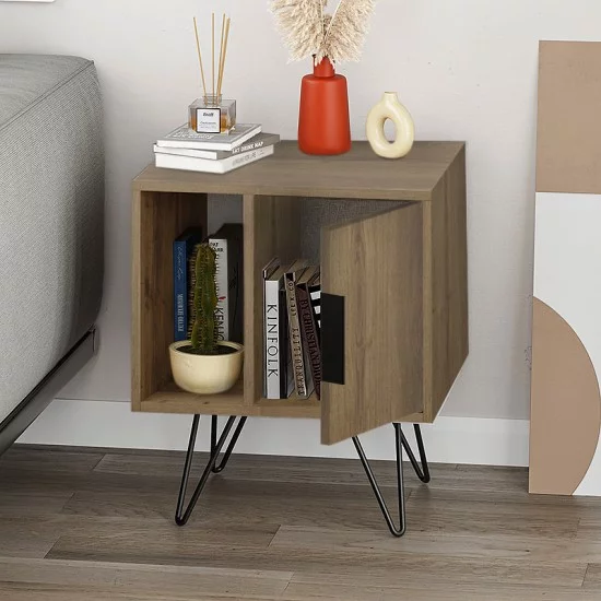 Κομοδίνο Glynn  χρώμα ανοιχτό καρυδί 50,2x44,6x60εκ.