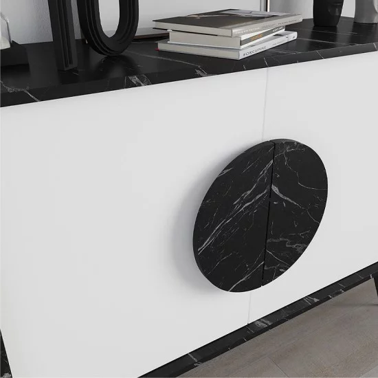 Μπουφές Gora  χρώμα μαύρο εφέ μαρμάρου - λευκό 110x35,6x82εκ.