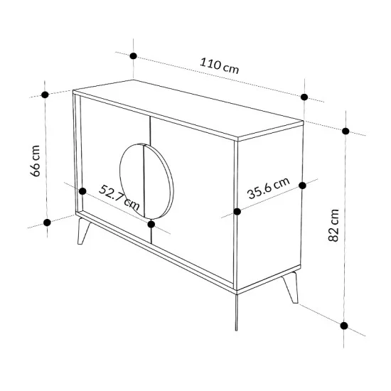 Μπουφές Gora  χρώμα μαύρο εφέ μαρμάρου - λευκό 110x35,6x82εκ.