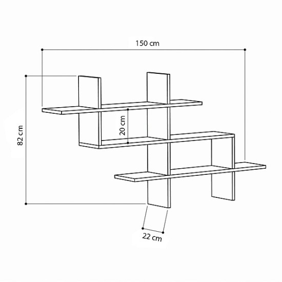 Ραφιέρα τοίχου Halic  χρώμα φυσικό οξιάς 150x22x82εκ.