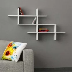 Ραφιέρα τοίχου Halic  χρώμα λευκό 150x22x82εκ.