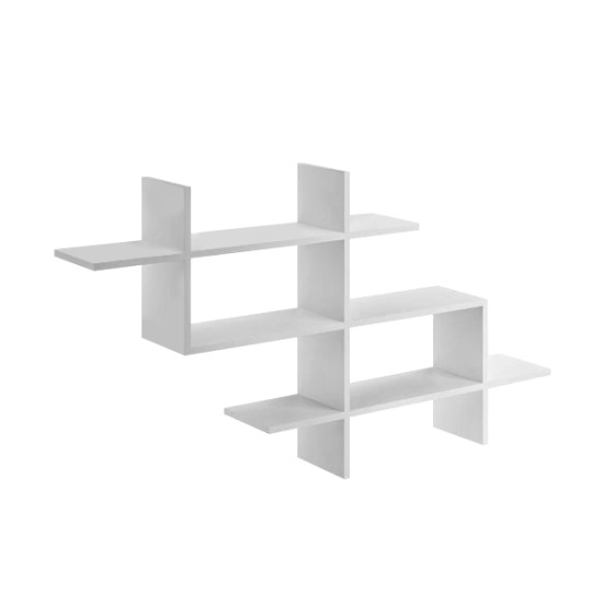 Ραφιέρα τοίχου Halic  χρώμα λευκό 150x22x82εκ.