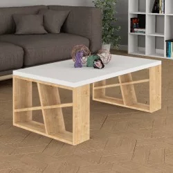Τραπεζάκι σαλονιού Honey  χρώμα sapphire oak - λευκό 105x60x40εκ.