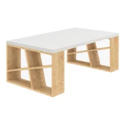 Τραπεζάκι σαλονιού Honey  χρώμα sapphire oak - λευκό 105x60x40εκ.