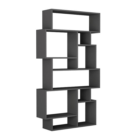 Βιβλιοθήκη Karmato  χρώμα ανθρακί 96x25,5x168,5εκ. Βιβλιοθήκη Karmato  χρώμα ανθρακί 96x25,5x168,5εκ.