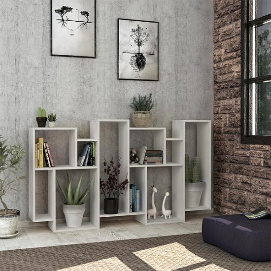 Βιβλιοθήκη Karmato  χρώμα λευκό 96x25,5x168,5εκ.