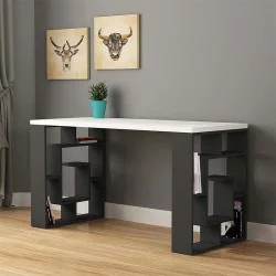 Γραφείο εργασίας Labirent  χρώμα ανθρακί - λευκό 140x60x75εκ