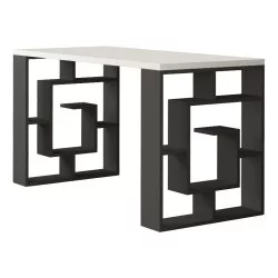 Γραφείο εργασίας Labirent  χρώμα ανθρακί - λευκό 140x60x75εκ