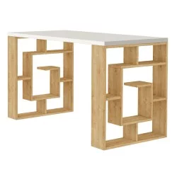 Γραφείο εργασίας Labirent  χρώμα φυσικό οξιάς - λευκό 140x60x75εκ