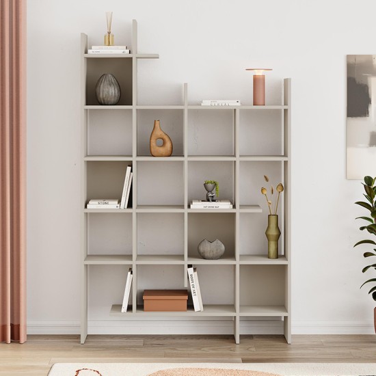 Βιβλιοθήκη Manco  χρώμα sandstone 122x25,5x188εκ.