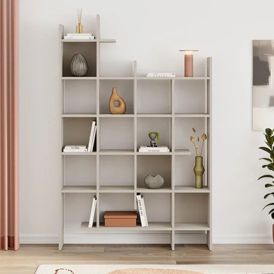 Βιβλιοθήκη Manco  χρώμα sandstone 122x25,5x188εκ.