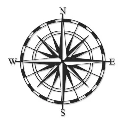 Διακοσμητικό τοίχου Compass  μεταλλικό χρώμα μαύρο 45x2x45εκ.