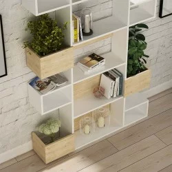 Βιβλιοθήκη Niho  χρώμα λευκό - sapphire oak 120x25,3x171εκ.