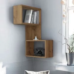 Ραφιέρα τοίχου γωνιακή Part  χρώμα ανοιχτό καρυδί 47x20x82εκ.