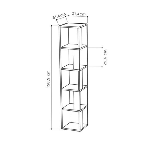Βιβλιοθήκη γωνιακή Piano  χρώμα λευκό 31,4x31,4x158,9εκ.