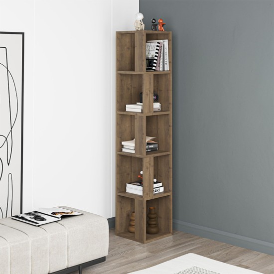 Βιβλιοθήκη γωνιακή Piano  χρώμα ανοιχτό καρυδί 31,4x31,4x158,9εκ.