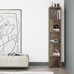 Βιβλιοθήκη γωνιακή Piano  χρώμα ανοιχτό καρυδί 31,4x31,4x158,9εκ.