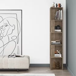 Βιβλιοθήκη γωνιακή Piano  χρώμα ανοιχτό καρυδί 31,4x31,4x158,9εκ.