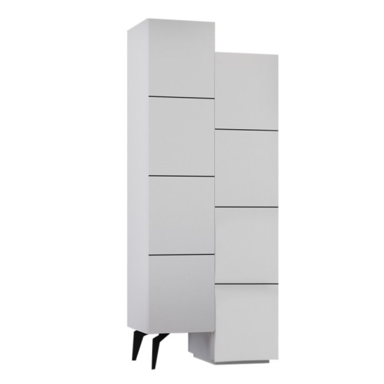 Ντουλάπι κουζίνας/μπάνιου - Παπουτσοθήκη Stair Megapap μελαμίνης χρώμα λευκό 62,2x37,4x156εκ. - 0214352