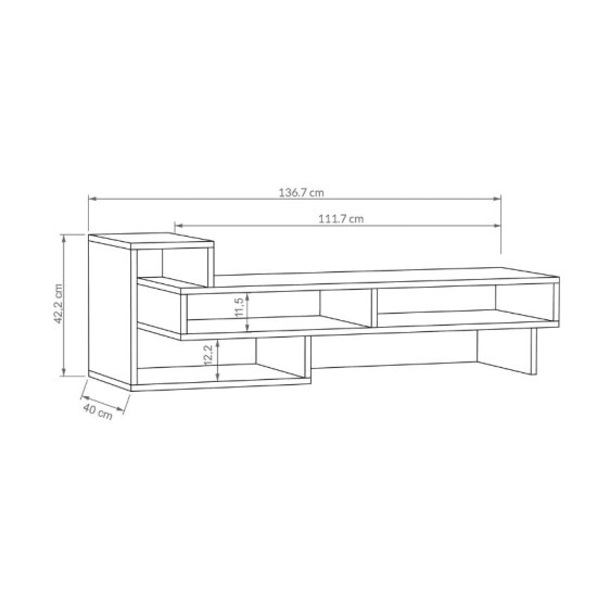 Έπιπλο τηλεόρασης Tetra  χρώμα λευκό 136,7x40x42εκ.