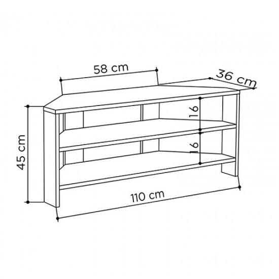 Έπιπλο τηλεόρασης γωνιακό Thales  χρώμα φυσικό οξιάς 110x36x45εκ.
