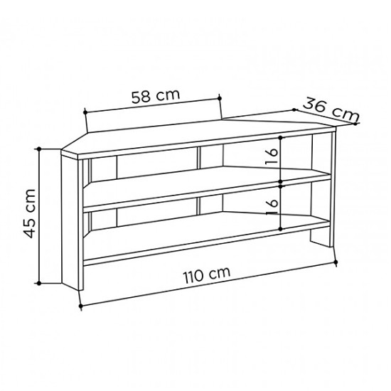 Έπιπλο τηλεόρασης γωνιακό Thales  χρώμα black wood 110x36x45εκ.